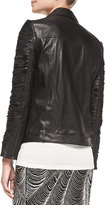 Thumbnail for your product : Haute Hippie span class="product-displayname"]Slash-Sleeve Leather Moto Jacket[/span]