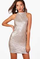 Thumbnail for your product : boohoo Tall High Neck Sequin Bodycon Dress