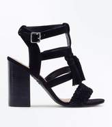 Thumbnail for your product : New Look Black Suede Tassel Gladiator Block Heels