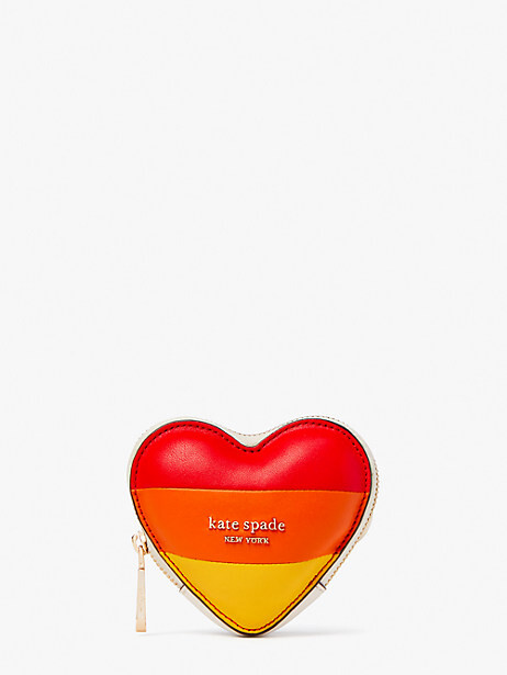 heart coin case in rainbow signature canvas