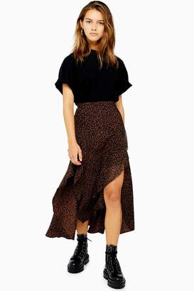Topshop Womens Petite Brown Leopard Maxi Skirt - Brown