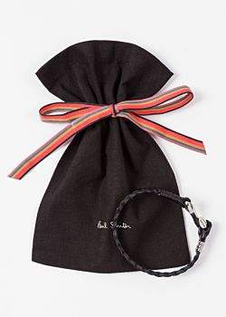 Paul Smith Men's Black Five-Strand Plaited Leather Bracelet