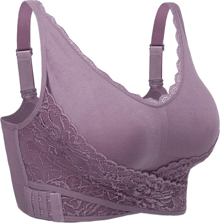 Women Seamless Cross Front Side Buckle Lace Comfortable Bras Low-Support  Yoga Bra with Removable Pads