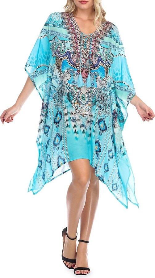 La Moda Clothing Lace Up Caftan Swim Cover Up ShopStyle