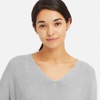 Uniqlo WOMEN 3D Cotton Cocoon V Neck 3/4 Sleeve Sweater