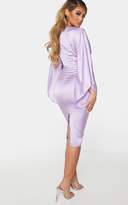 Thumbnail for your product : PrettyLittleThing Lilac Satin Cut Out Flare Sleeve Midi Dress