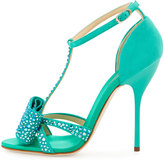 Thumbnail for your product : Giuseppe Zanotti Suede Crystal-Bow Sandal, Light Green