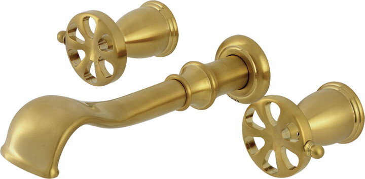 Kingston Brass KS5027RX Belknap Two-Handle Wall Mount Roman Tub Faucet, Brushed Brass