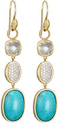 Jude Frances 18k White Topaz, Diamond & Turquoise Triple-Drop Earring Charms