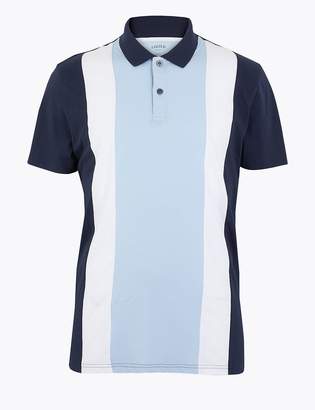 Marks and Spencer Pure Cotton Colour Block Polo Shirt