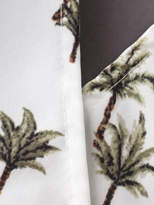 Shein Foliage Print Tie Back Crop Blouse