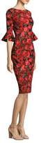 Thumbnail for your product : David Meister Floral-Print Bell-Sleeve Dress