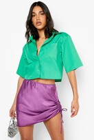 Thumbnail for your product : boohoo Satin Ruched Mini Skater Skirt