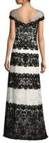 Thumbnail for your product : Tadashi Shoji Striped Lace Gown