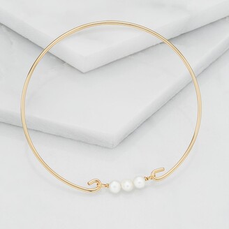 Lily & Roo Sterling Silver Cluster Pearl Bangle