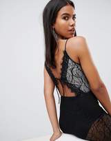 Thumbnail for your product : Rare London lace up plunge tie back illusion maxi dress