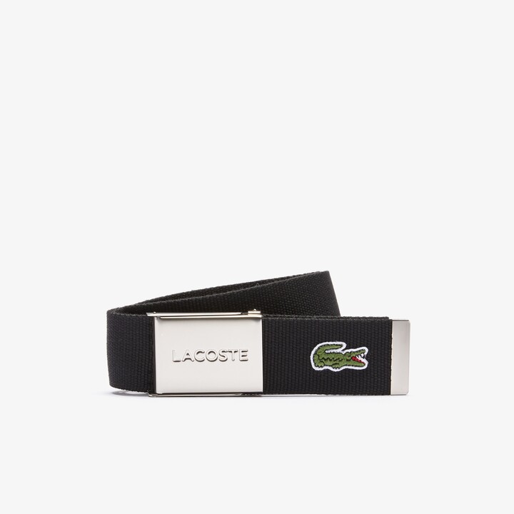 Lacoste Men's Engraved Buckle Woven Fabric Belt - ShopStyle