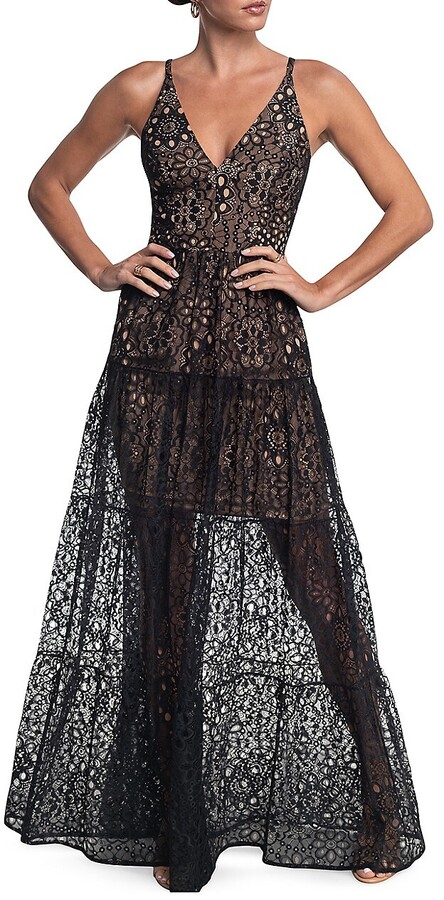 dress the population sidney embellished lace gown