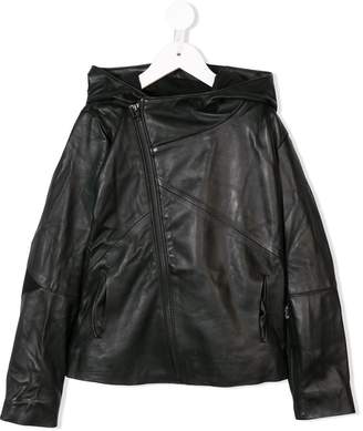Nununu faux leather hooded jacket