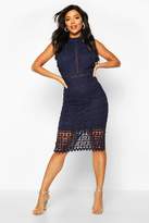 Thumbnail for your product : boohoo High Neck Crochet Lace Midi Dress
