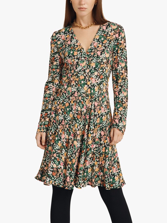 floral park clip dot midi dress