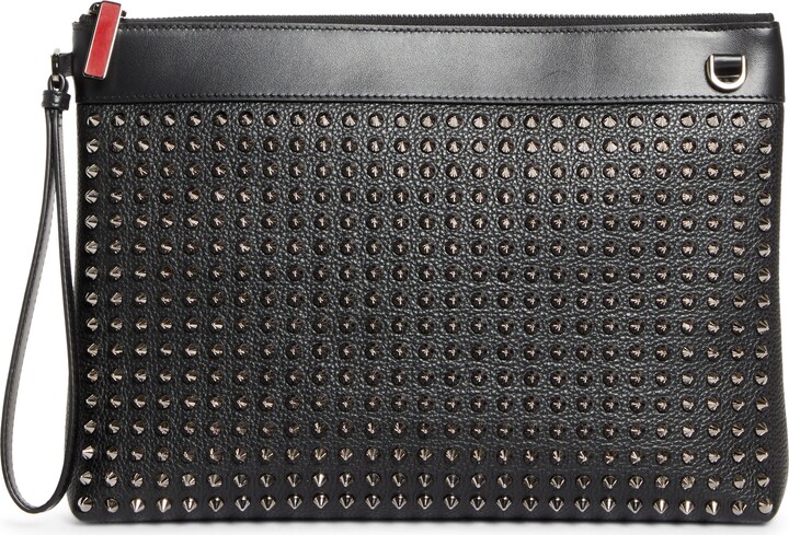 Christian Louboutin Funky Crosta Spikes Suede Wristlet Pouch