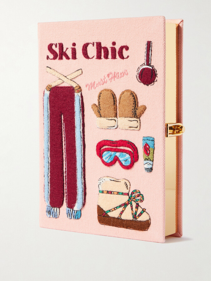Olympia Le-Tan Ski Chic Embroidered Appliquéd Canvas Clutch - Pink