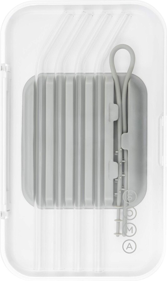 Full Circle SOMA Glass Straw Set with Case and Cleaning Tool, Set of 4, Clear