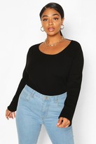 Thumbnail for your product : boohoo Plus Crew Neck Knitted Long Sleeve Jumper