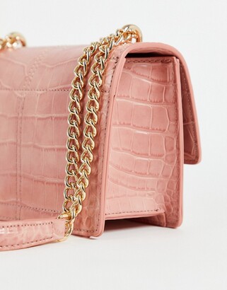 Valentino Bags Anastasia boxy cross body bag with chain strap in pink croc  - ShopStyle