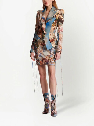 Balmain Abstract-Print Double-Breasted Blazer - ShopStyle