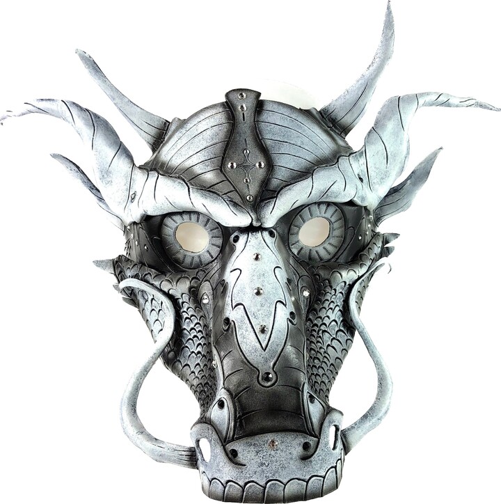 Etsy Grey Ancient Dragon Leather Mask With Swarovski Crystals