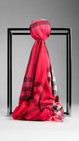 Thumbnail for your product : Burberry Check Ombre Wool Silk Scarf
