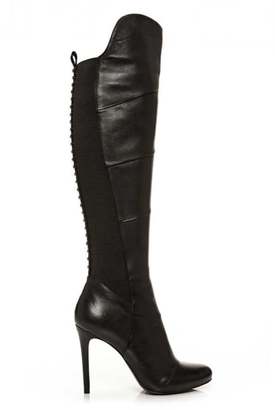 Moda In Pelle Strada Black Leather Stiletto Heel Knee Boot