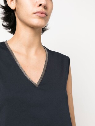 Fabiana Filippi bead-embellished V-neck top