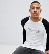 Thumbnail for your product : ASOS DESIGN Tall muscle fit long sleeve raglan with focus print
