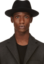 Thumbnail for your product : CNC Costume National Black Rabbit Hair & Faux-Leather Brim Fedora