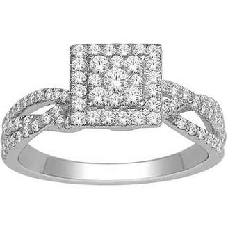 Imperial Diamond Imperial 3/4 Carat T.W. Diamond Round Double Halo Engagement Ring in 10k White Gold