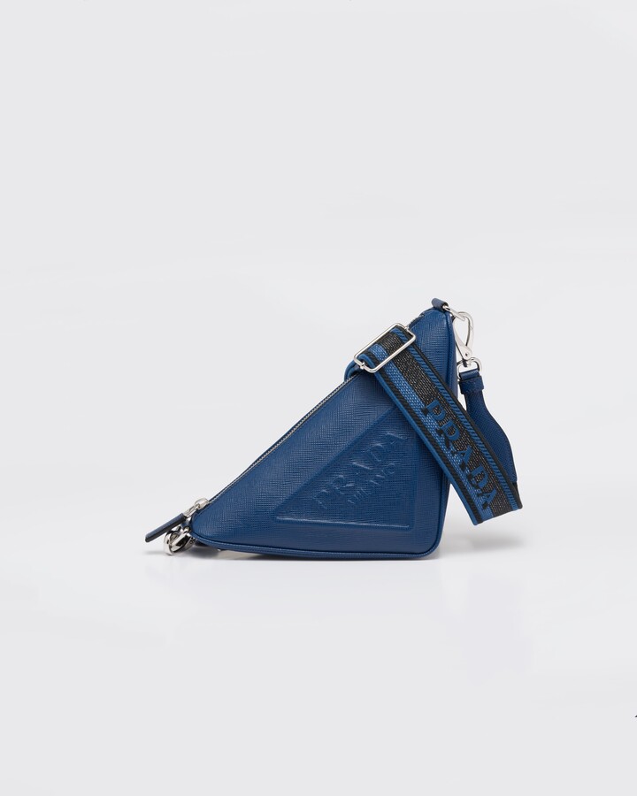 Medium Prada Brique Saffiano Leather Bag, Men, Bluette