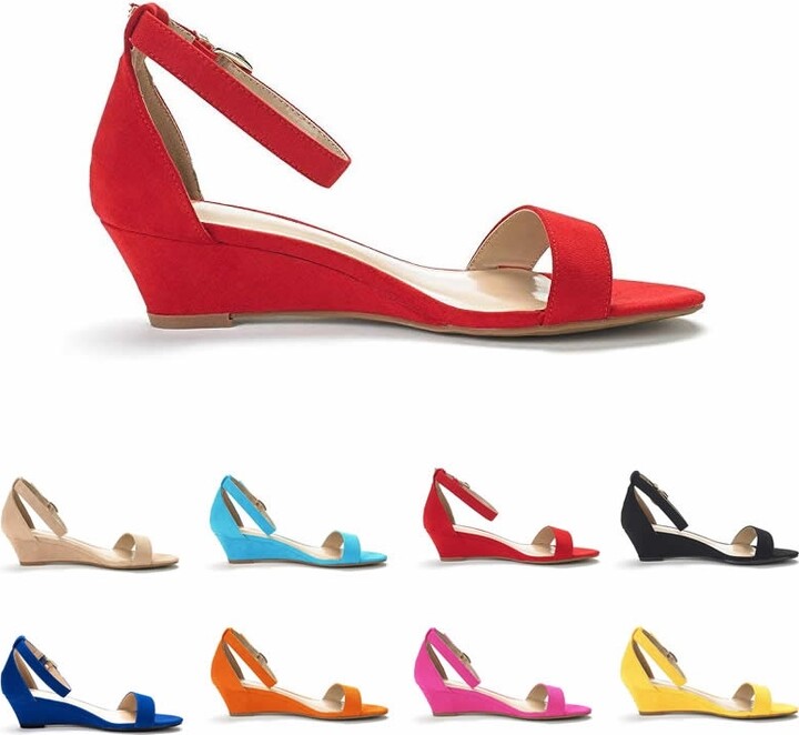 LOSLANDIFEN Women & apos;s Platform Wedge Sandals Simple Style Casual Pointed Toe High Heels Velvet Wedges Work Shoes 308-3VE