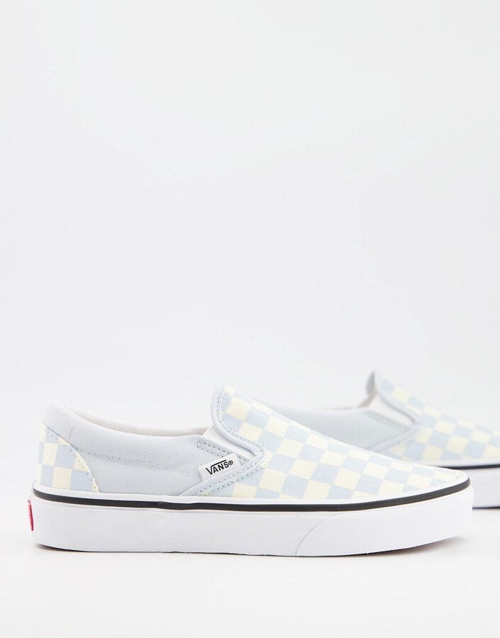 Vans Classic Slip-On checkerboard sneakers in light blue - ShopStyle