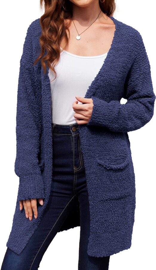 navy blue chunky knit cardigan