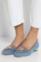 Thumbnail for your product : Charlotte Olympia Year of the Pig suede slippers
