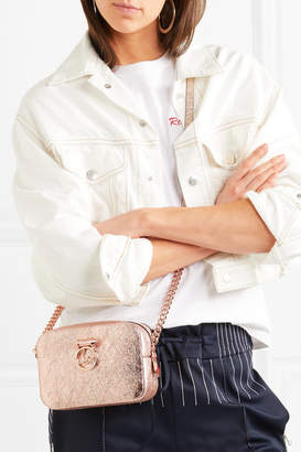 Christian Louboutin Rubylou Metallic Textured-leather Shoulder Bag - Pink