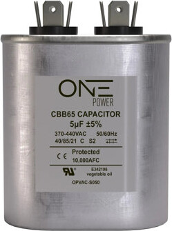 ProMounts ONE Power 5-MFD, 370V or 440V Single Run A/C Capacitor 5 uF CBB65B Air Conditioner Capacitors for AC Unit Fan Motor Start or Heat Pump or Condenser St