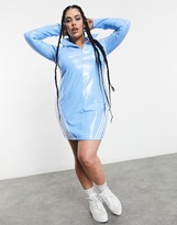 Thumbnail for your product : Ivy Park adidas x Plus zip through latex dress in light blue