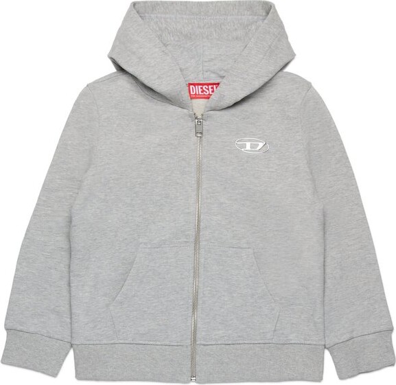 Diesel Kids Oval-D Logo Zipped Hoodie