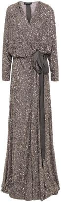 Jenny Packham Embellished Georgette Wrap Gown