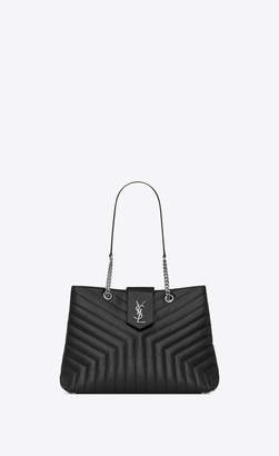 Saint Laurent Monogramme Loulou Large Loulou Shopping Bag In "y"-quilted Black Leather Black Onesize