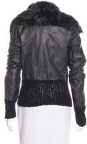Thumbnail for your product : Ann Demeulemeester Fur-Trimmed Leather Jacket w/ Tags